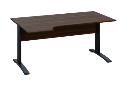 ERK 18 - 164 stůl kancelářský, rohový, levý, kovová podnož černá, deska 18 mm, široký 1600 mm, ořech královský